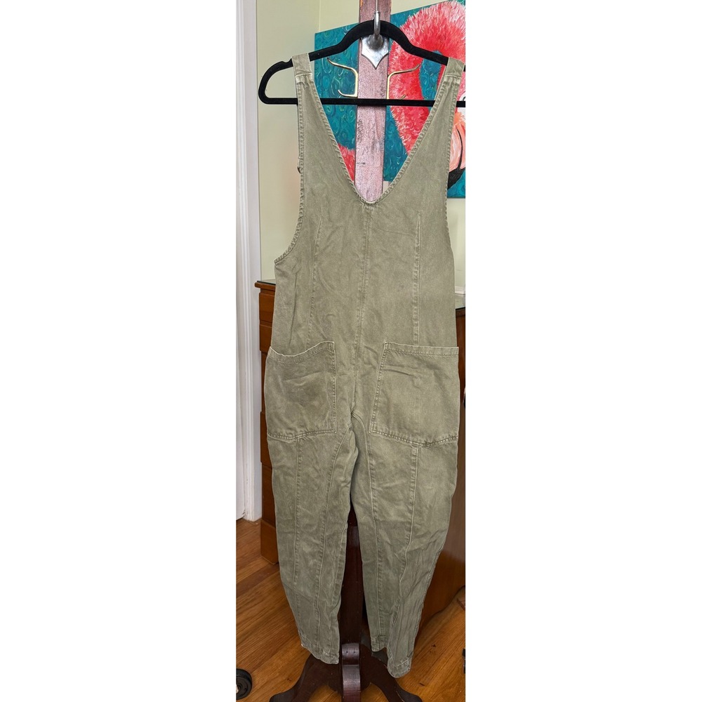 We The Free Green Barrel Leg Overalls
